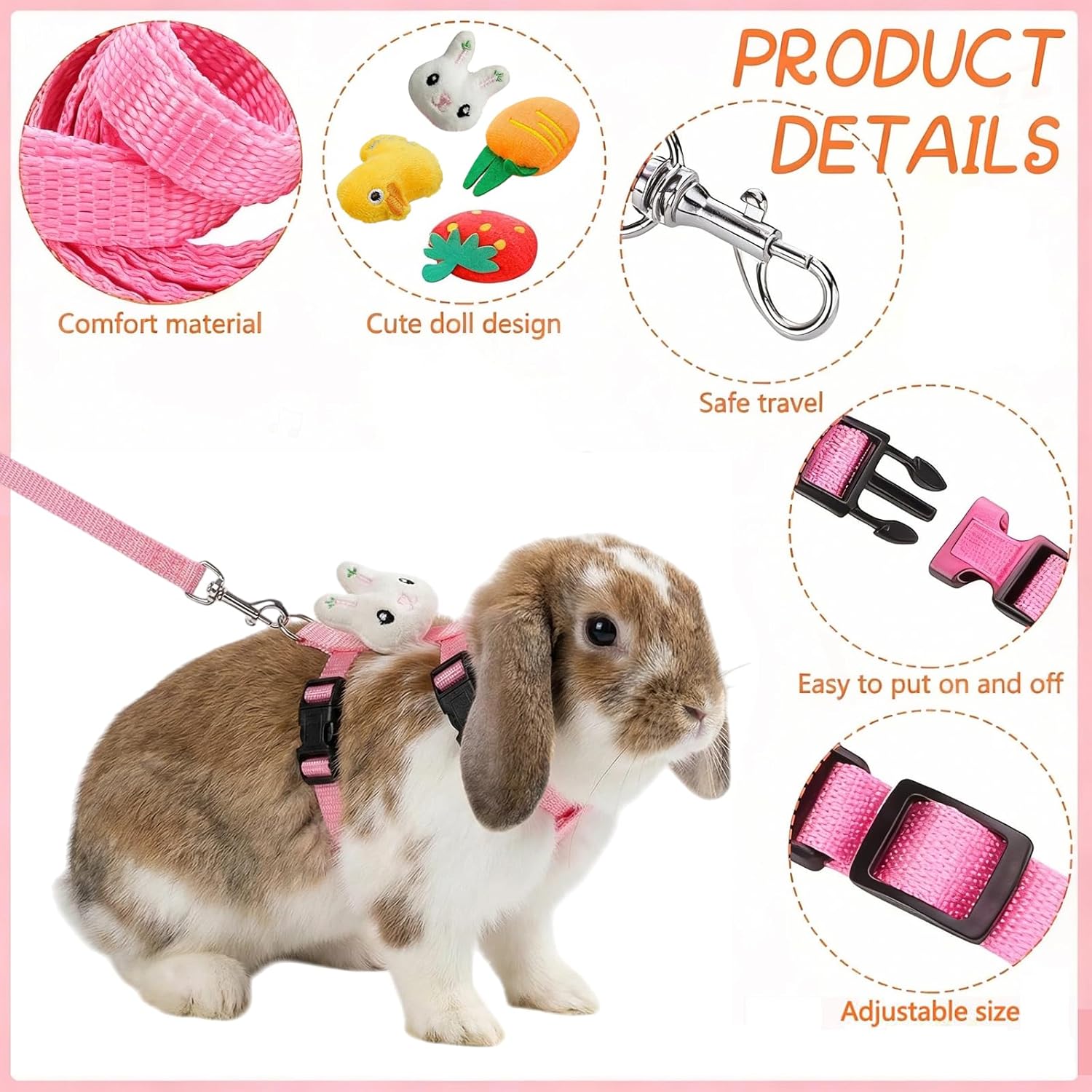 Adjustable Harness and Leash Set for Small Pets 4 Sets - Image 3