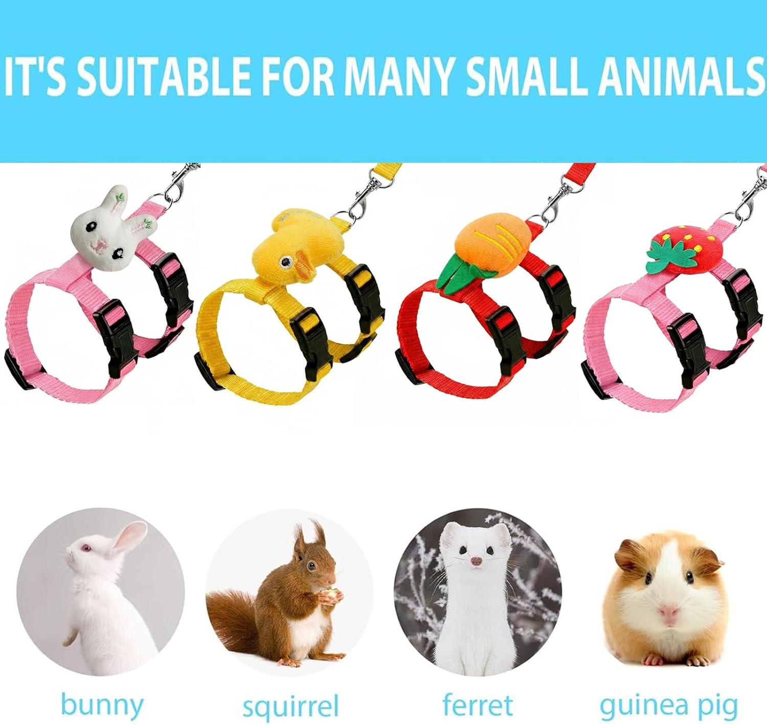 Adjustable Harness and Leash Set for Small Pets 4 Sets - Image 7
