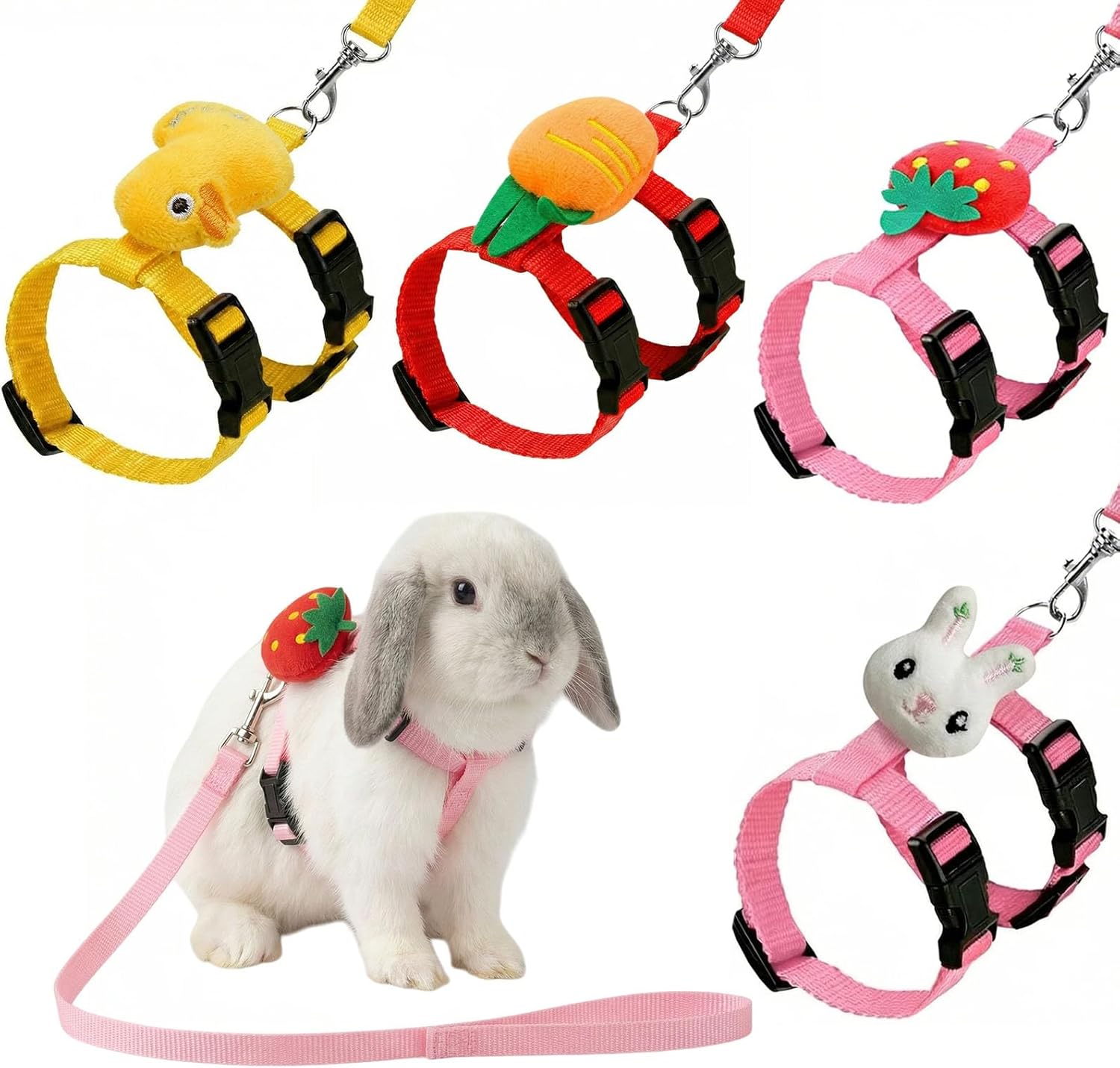Adjustable Harness and Leash Set for Small Pets 4 Sets