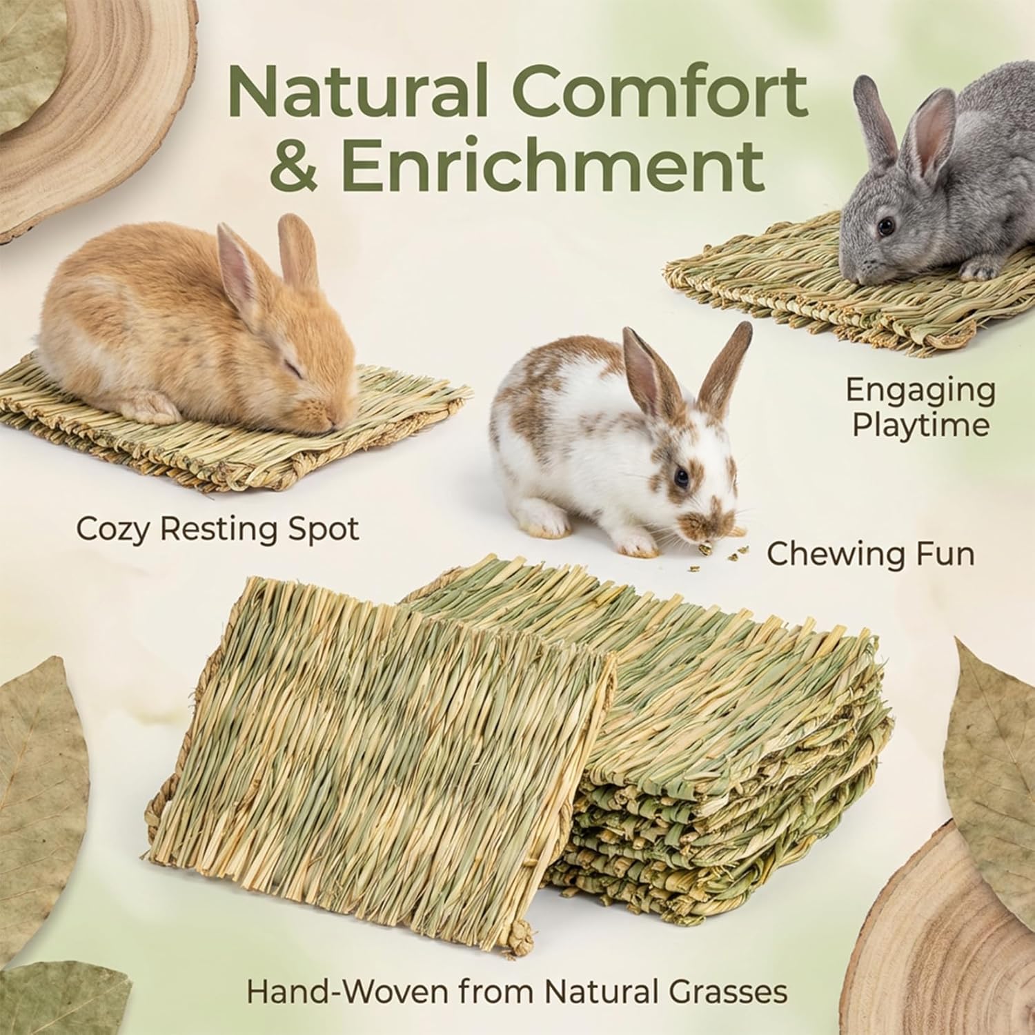 Pet Bedding Grass Mat Natural Woven 2PCS - Image 2