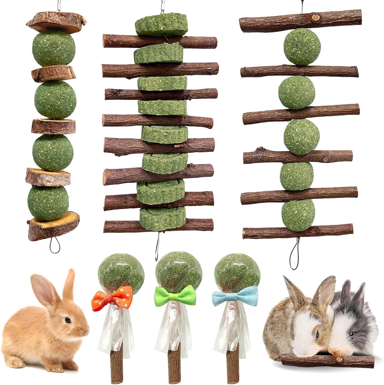 Rabbit Chew Toy Rattan Ring with Snacks - Image 8