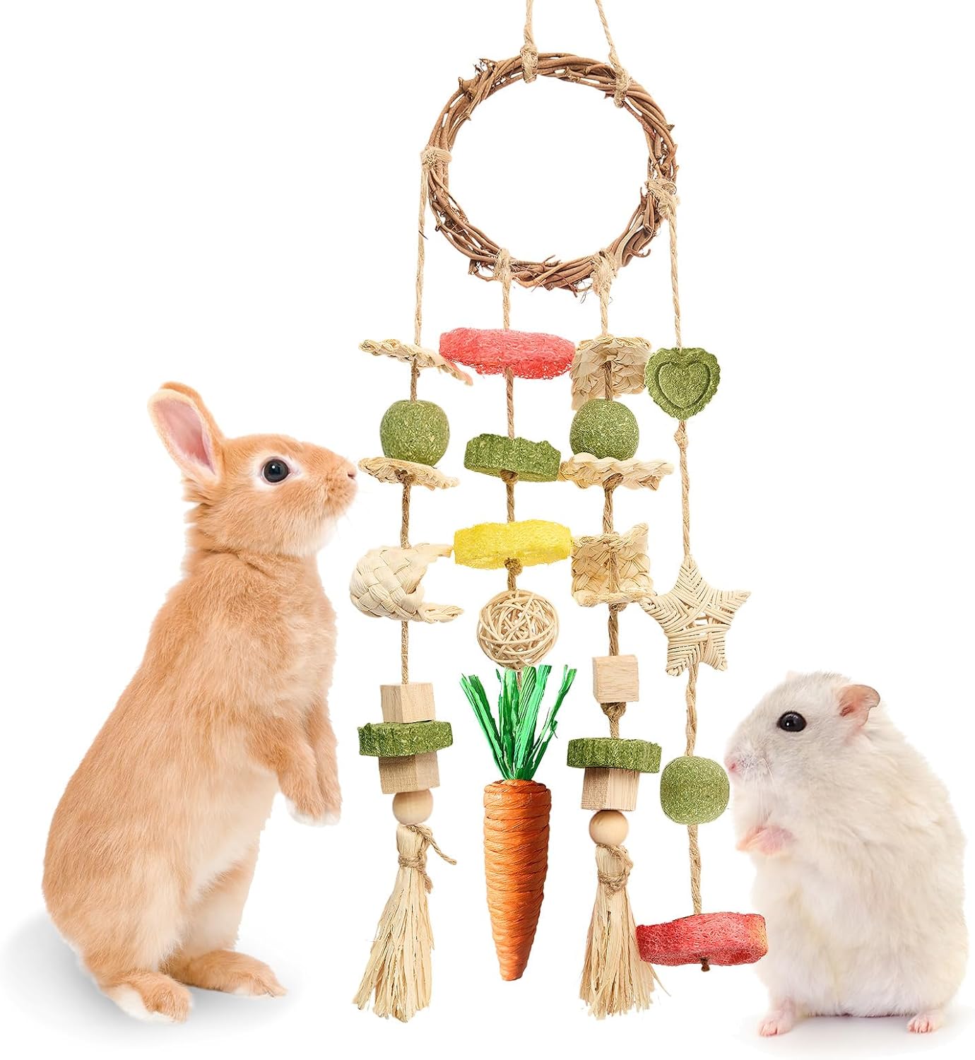 Rabbit Chew Toy Rattan Ring with Snacks