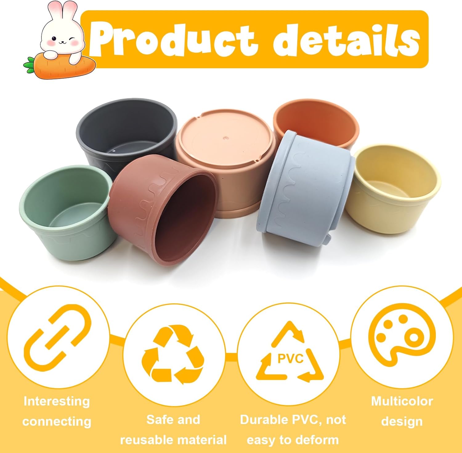 Small Animal Toy Stacking Cups Set 8 Pieces - Image 7