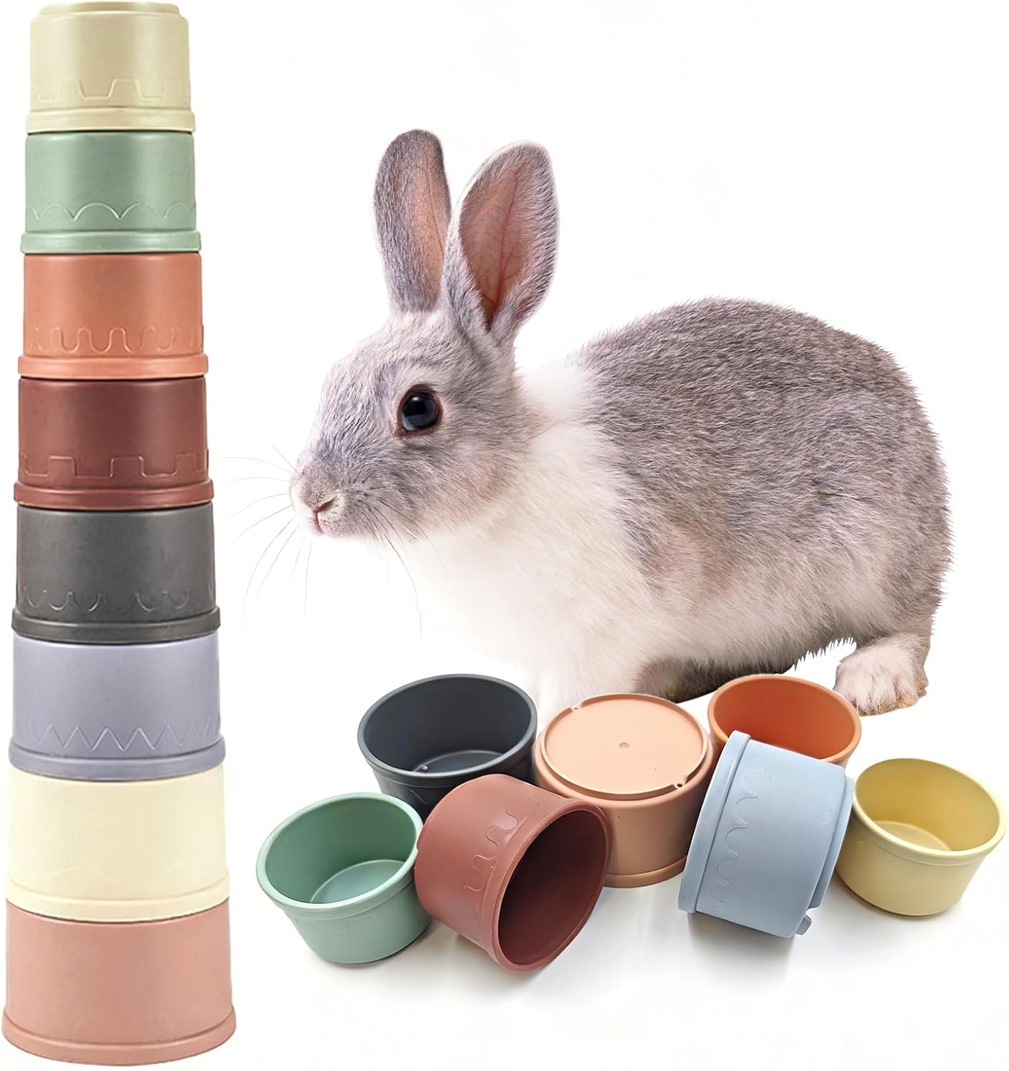Small Animal Toy Stacking Cups Set 8 Pieces