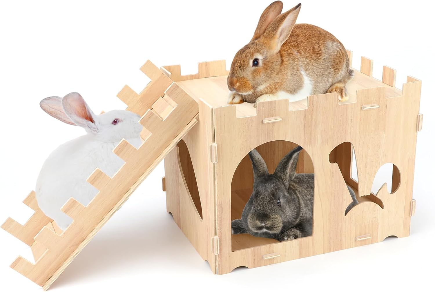 Wooden Rabbit House Large Detachable Hideout - Image 9