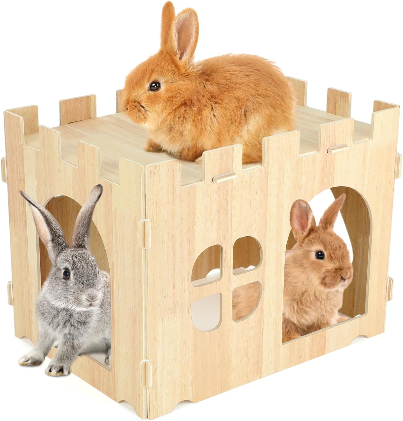 Wooden Rabbit House Large Detachable Hideout